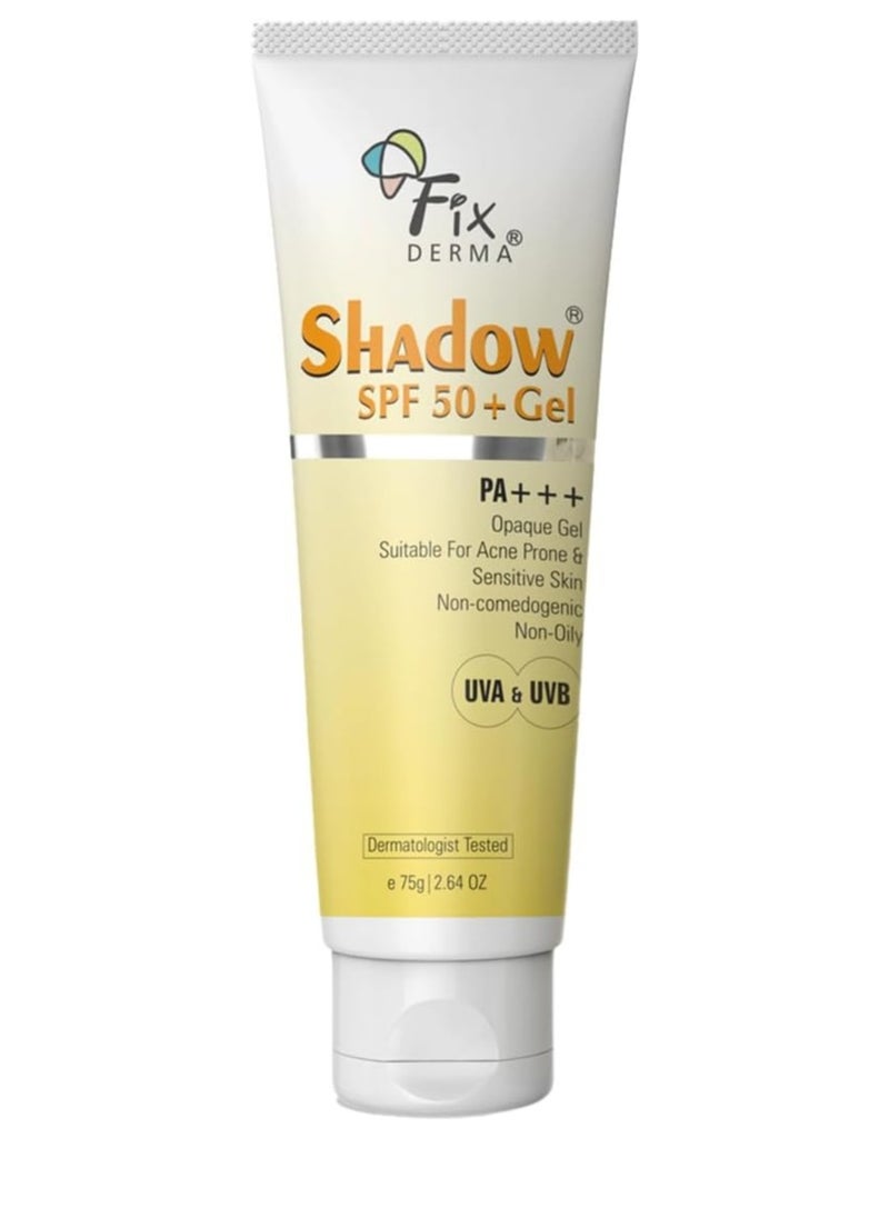 FIXDERMA FIXDERMA Shadow Sunscreen Spf 50+ Gel For Oily Skin, Body & Face, Broad Spectrum For Uva & Uvb Protection For Unisex, Non Greasy & Water Resistant, 75g  - Image 1