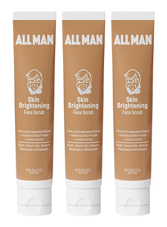 Allman ALL MAN Skin Brightening Face Scrub, Remove Dead Skin Cells, Dark Spots, Hyperpigmentation & Impurities, Gently Exfoliate Skin, with Coffee Exfoliating Granules & Liquorice Extract | Pack of 3 | 300g - Image 1