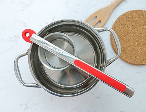 Rorence Stainless Steel Potato Ricer: 15 Oz Potato Masher with 3 Interchangeable Discs & Inner Cup & Silicone Grip Handles - Red - Image 3
