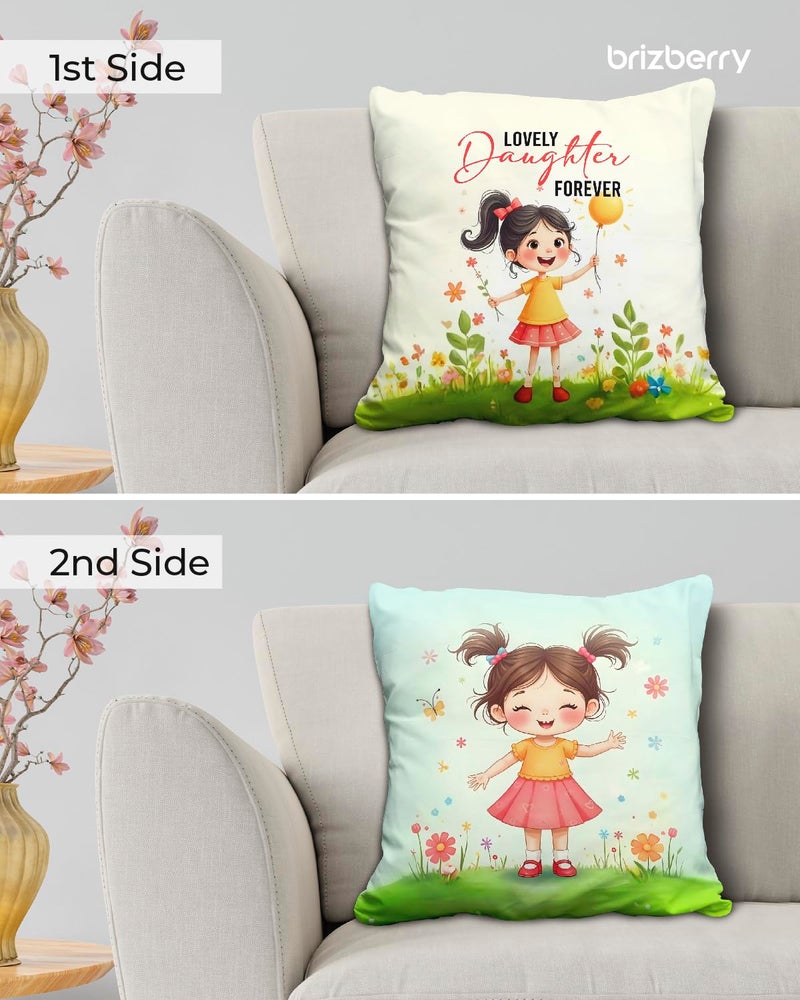 Brizberry® Pillow Cushion for Best Daughter | Unique Thoughtful Cute Birthday Pillow Gift for Daughters Day | for Girl with Premium Filler Cushion (16 inch x 16 inch) (Design 43) - Image 2