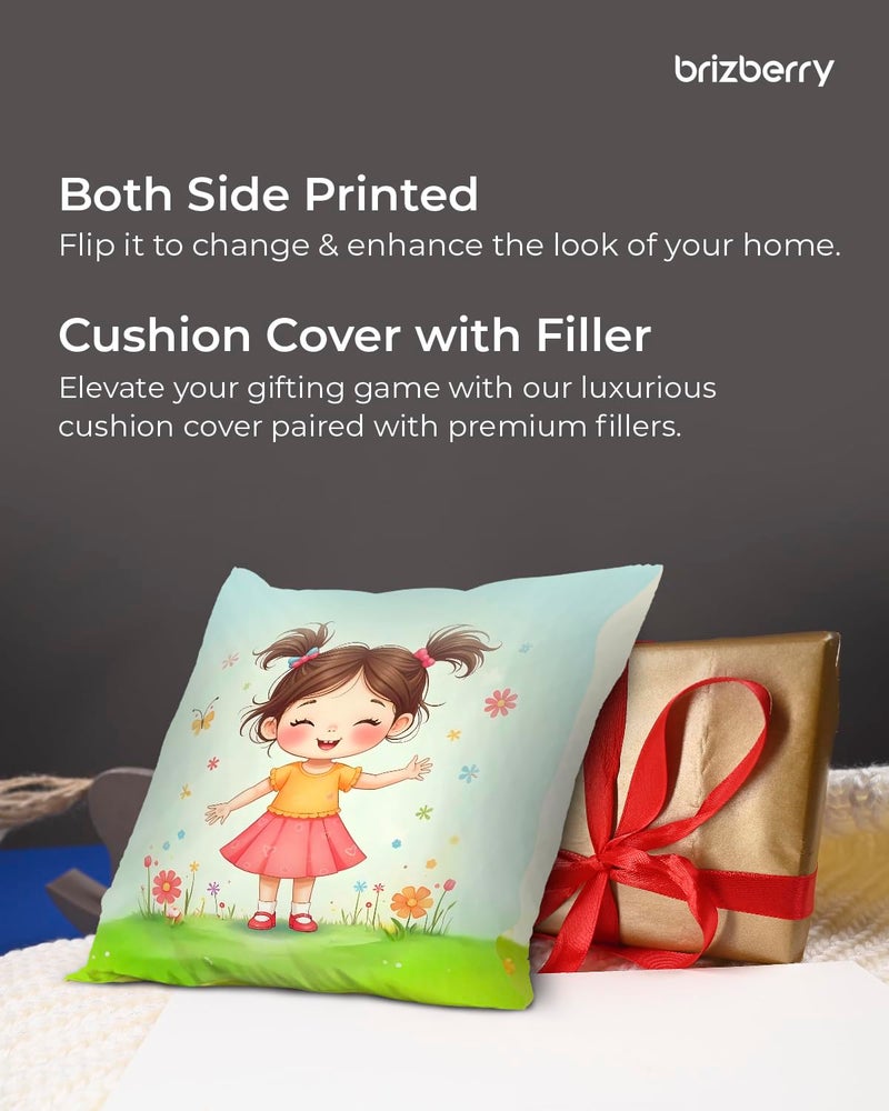 Brizberry® Pillow Cushion for Best Daughter | Unique Thoughtful Cute Birthday Pillow Gift for Daughters Day | for Girl with Premium Filler Cushion (16 inch x 16 inch) (Design 43) - Image 4