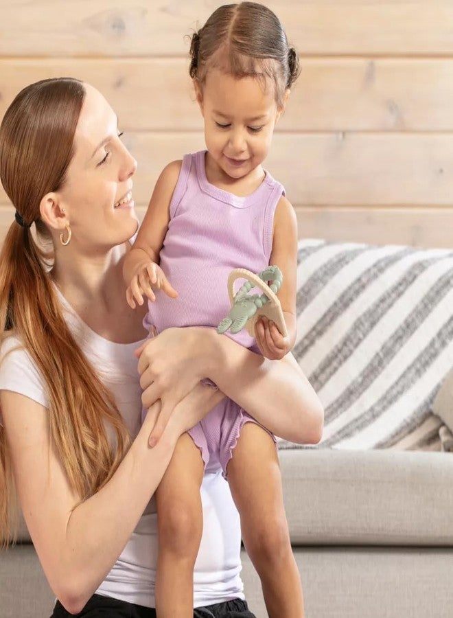 SPERRIC Easter Bunny Teether Set, Bunny, Carrot, Chicken, Rattle Egg & Easter Basket Baby Teething Toys Easter Teethers Toys for Babies - Green - Image 3