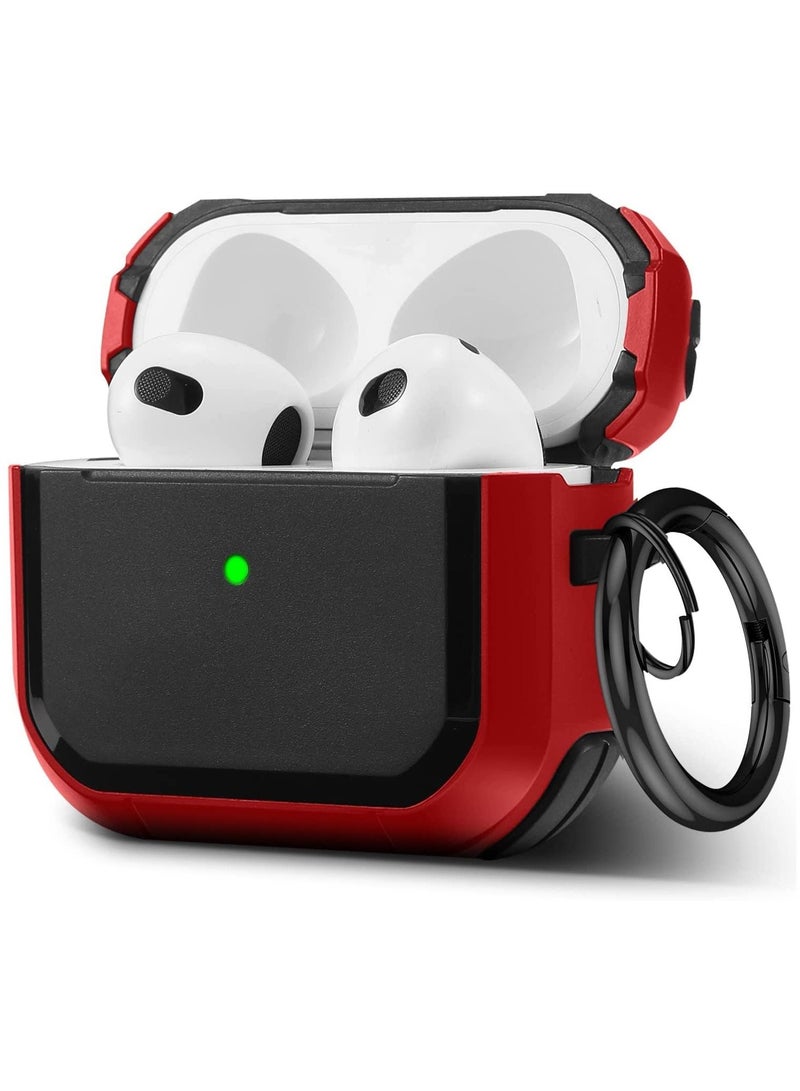 غطاء علبة AirPods 3 مع سلسلة مفاتيح ترقية درع مضاد للصدمات من مادة TPU متوافق مع علبة Apple Airpods الجيل الثالث للنساء والرجال والفتيات والفتيان (LED الأمامي مرئي) - Image 1