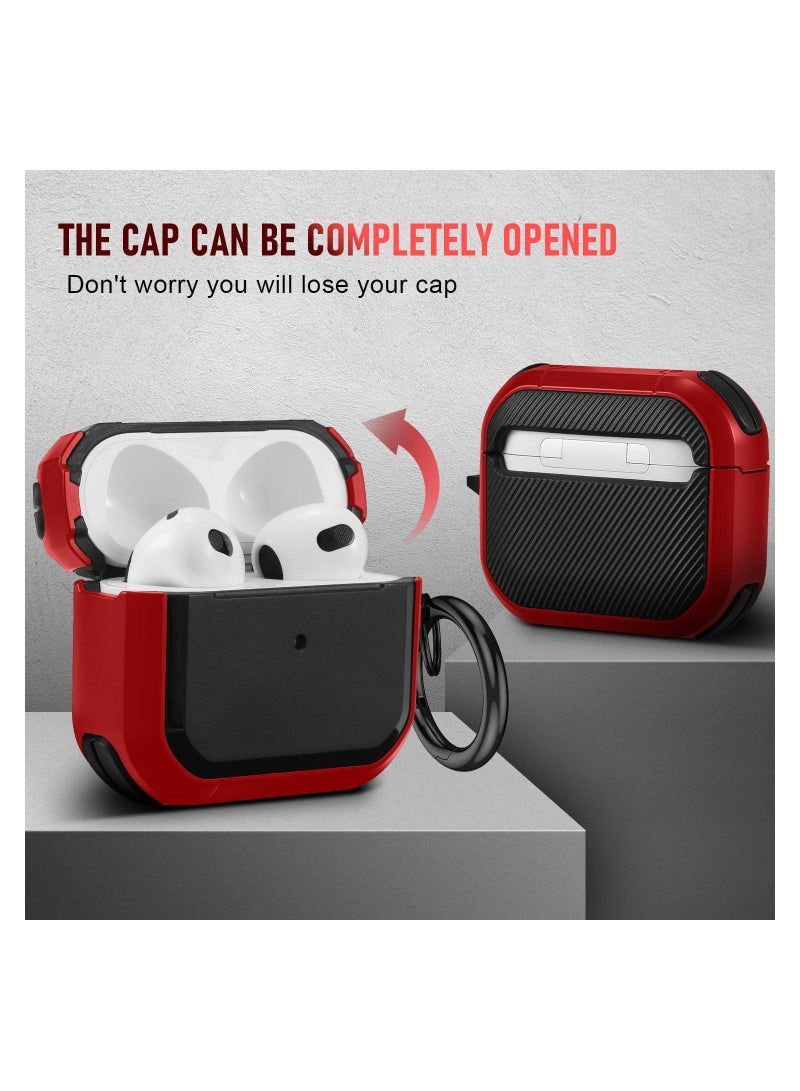 غطاء علبة AirPods 3 مع سلسلة مفاتيح ترقية درع مضاد للصدمات من مادة TPU متوافق مع علبة Apple Airpods الجيل الثالث للنساء والرجال والفتيات والفتيان (LED الأمامي مرئي) - Image 2