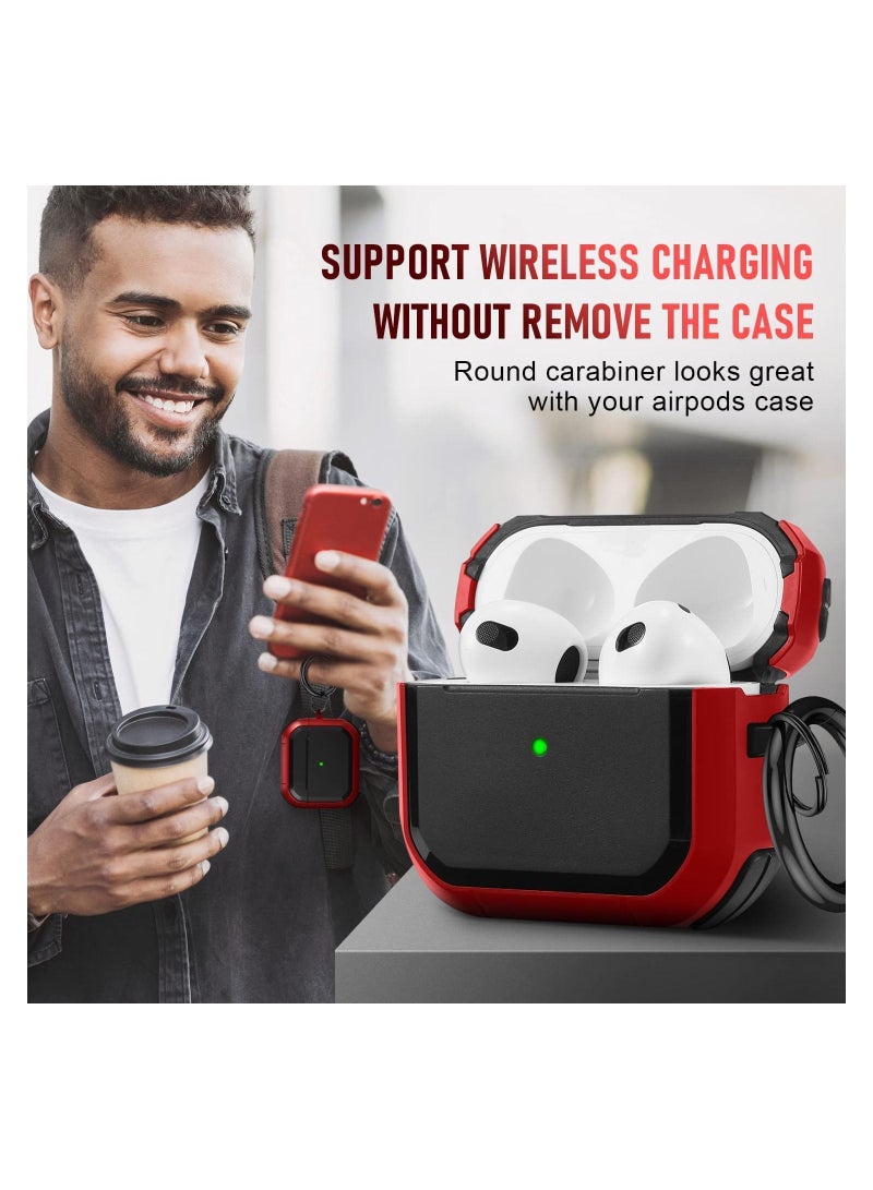 غطاء علبة AirPods 3 مع سلسلة مفاتيح ترقية درع مضاد للصدمات من مادة TPU متوافق مع علبة Apple Airpods الجيل الثالث للنساء والرجال والفتيات والفتيان (LED الأمامي مرئي) - Image 4
