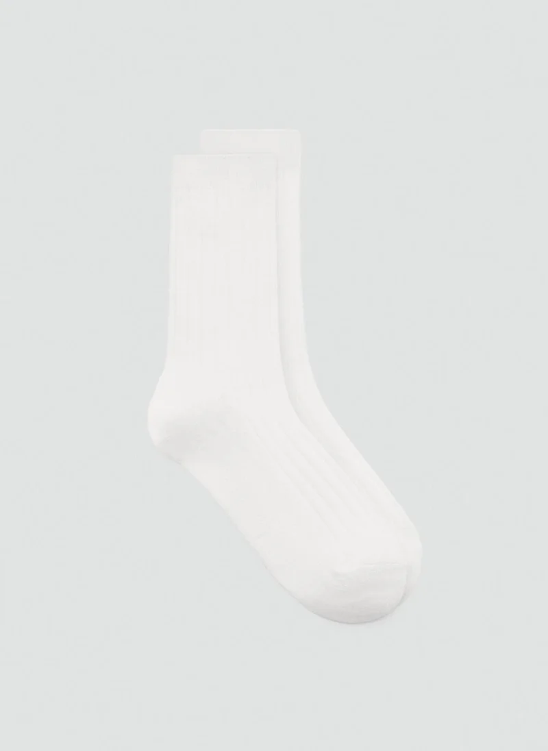 MANGO Ribbed wool blend socks