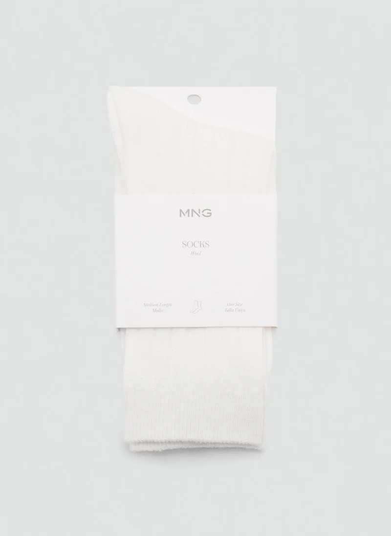 MANGO Ribbed wool blend socks
