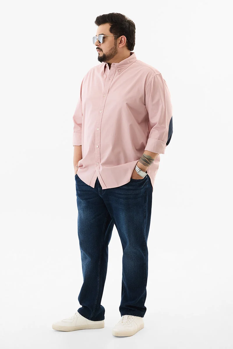 سنيتش Elbow Patch Plus Size 100% Cotton Shirt