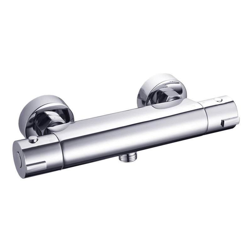 2Handle Thermostatic Shower Valve Trim Wall mount US STANDARD Plumbing Exposed Shower Faucet with Constant Temperature water mixer for Bathroom RV Clawfoot Tub