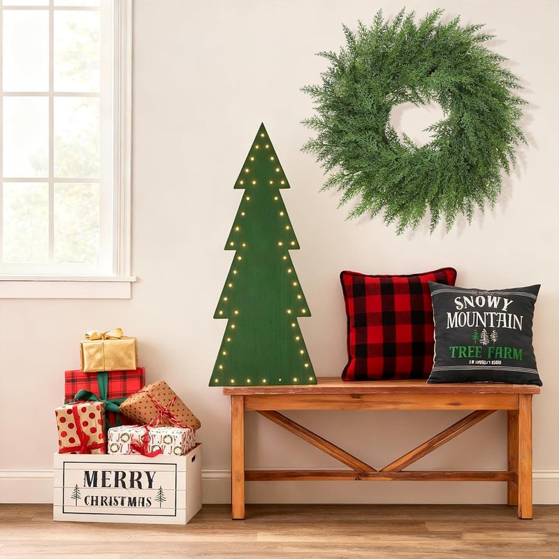 Zmtyykh Lush Christmas Wreaths for Front Door Christmas Decorations 24 inch Real Touch Faux Cedar Wreath Winter Wreath Large Green Wreaths for Windows Outdoor Indoor Walls Home Xmas Holiday Decor - Image 5