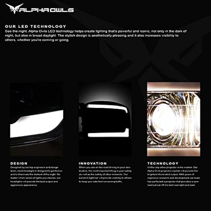 Alpha Owls 8711477 Projector Headlights With Drl White UShape Led Halo Light Bar  Black Fits 20132015 2016 Chevy Malibu - Image 4