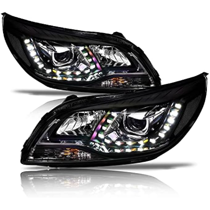 Alpha Owls 8711477 Projector Headlights With Drl White UShape Led Halo Light Bar  Black Fits 20132015 2016 Chevy Malibu - Image 2