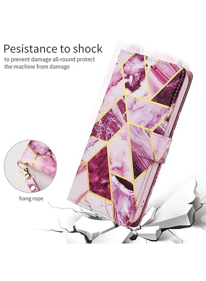 عام حافظة محفظة لجهاز iPhone 16 Pro Max/16 Pro/16 Plus/16، مصنوعة من جلد PU بتصميم رخامي لامع مع جيب لحمل البطاقات، مقاومة للصدمات، مناسبة للسيدات والفتيات - Image 4