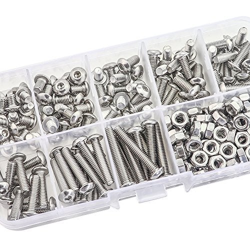 Sutemribor 240 Pieces M4 Stainless Steel Button Head Hex Socket Head Cap Bolts Screws Nuts Assortment Kit + Wrench - Image 5