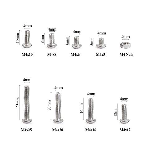 Sutemribor 240 Pieces M4 Stainless Steel Button Head Hex Socket Head Cap Bolts Screws Nuts Assortment Kit + Wrench - Image 4