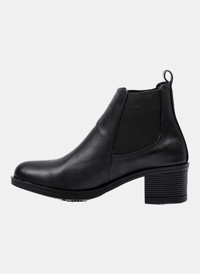 XO Style Leather Ankle Boot - Black 5CM - Image 4