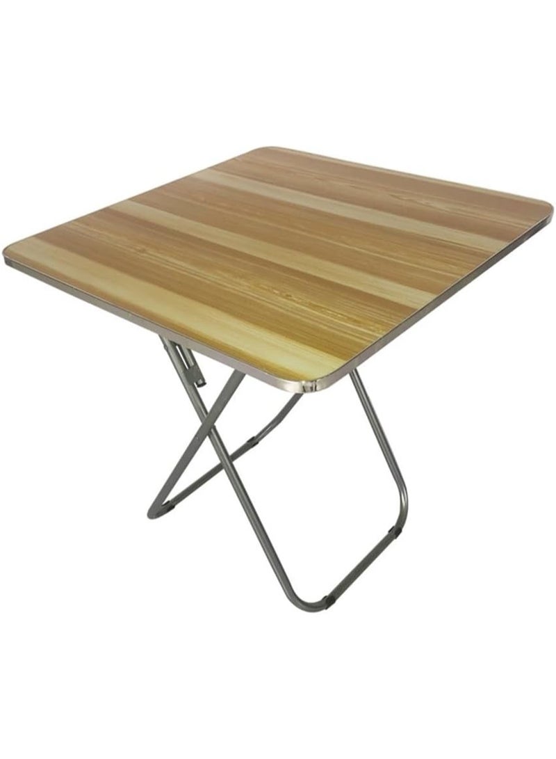DubaiGallery Heavy Duty Foldable Table 80×80×70cm – Wooden Style Surface, Steel Legs, Easy Setup Picnic Table for Events & Home - Image 1