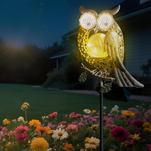 SRNPMIU Solar Lights Outdoor Decor Solar Owl Yard Decorations Outdoor Garden Decorative IP65 Waterproof Gifts for Women Mom for Yard Patio Lawn Pathway Landscape - Image 1