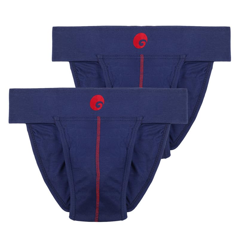 omtex Men's Athletic Neo Cotton Stretchable Supporter Back Covered with Cup Pocket, Ideal for Workout and Sports Quick Dry Moisture Wicking Underwear (Pack of 2), Navy Blue, Large - Image 1