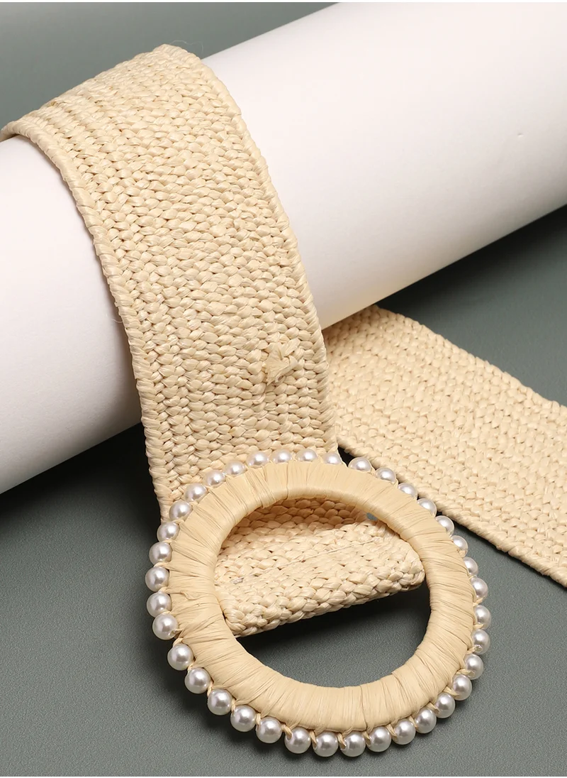 صوص هاوت Cream Textured Waist Belt