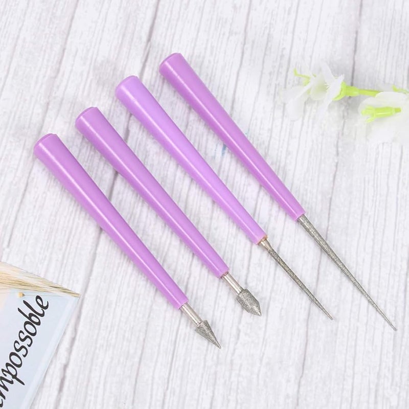 SUPVOX Diamond Needle File Set 4pcs Flat Grit Polishing Tools Beading Hole Enlarger - Image 4