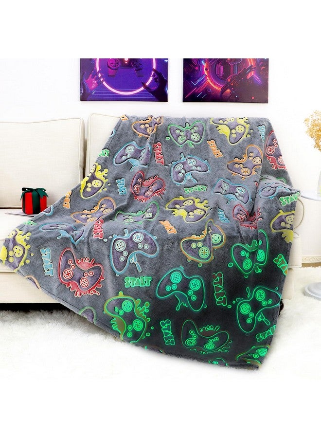 OHOIT OHOIT Gamer Gifts Toys for Teen Boys Girls - Glow in The Dark Blanket 2 4 6 8 10 12 13 Year Old Boy Gifts Gaming Controller for Kids Son Boyfriend Men Birthday Christmas 50"x60"  - Image 1