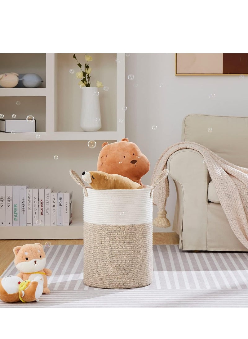 MIXDE Large Laundry Hamper, 58L Tall Woven Rope Storage Basket for Blanket, Toys, Dirty Clothes in Living Room, Bathroom, Bedroom - Image 2