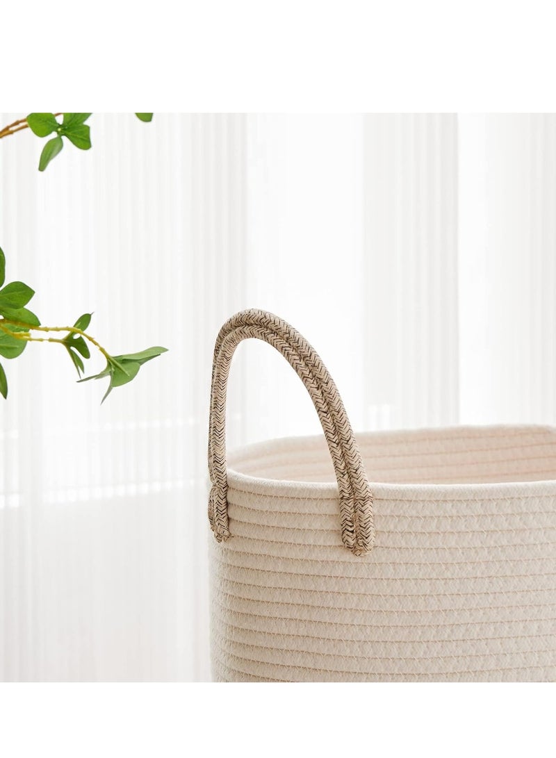 MIXDE Large Laundry Hamper, 58L Tall Woven Rope Storage Basket for Blanket, Toys, Dirty Clothes in Living Room, Bathroom, Bedroom - Image 3