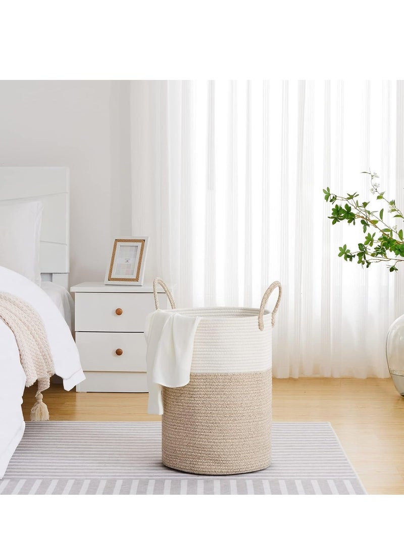 MIXDE Large Laundry Hamper, 58L Tall Woven Rope Storage Basket for Blanket, Toys, Dirty Clothes in Living Room, Bathroom, Bedroom - Image 4