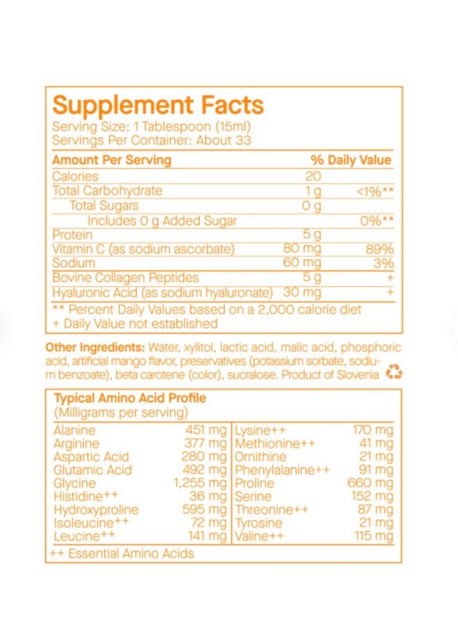 SpoiledChild Collagen Peptides + Vitamin C + Hyaluronic Acid Liquid Collagen Mango Flavor 400 ml (13.5 Fl oz) - Image 3