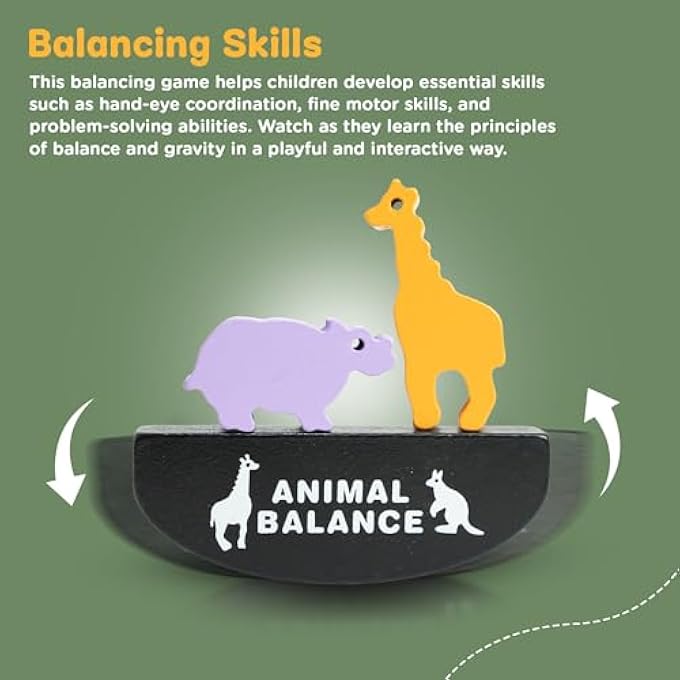 لعبة توازن خشبية على شكل حرف L للأطفال، كتل بناء خشبية لتكديس ألعاب الأطفال، ألعاب مونتيسوري للأطفال بألوان وأشكال، ألعاب عقلية للأطفال في مرحلة ما قبل المدرسة 3+ سنوات (حيوانات) - Image 5