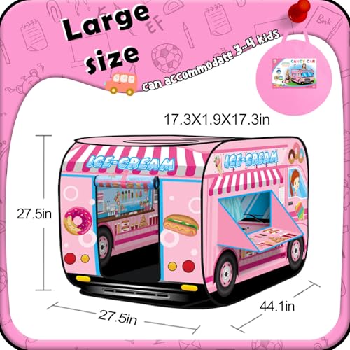 Britik Pop up Play Tent for Kids Aged 35 Years Old Boys and Girls  Ice Cream Playhouse Toy Play Tents for Toddlers 35 Kids Tent Indoor Outdoor Playhouse Toys for 3  Year Old Ice Cream - Image 5