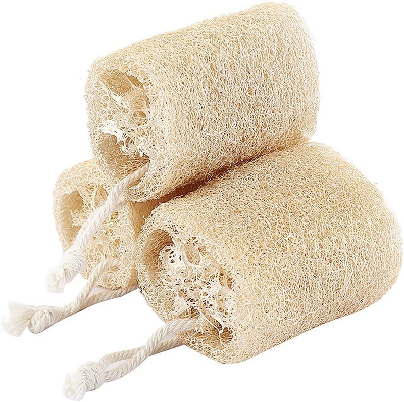 YAFIYGI 3 قطع إسفنجة لوفا طبيعية مقشرة للجسم قابلة للاستدامة مع حمام مصري نظيف ليس فقط لنشر الصابون للوجه والظهر صديقة للبيئة