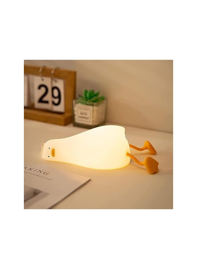 The Bros LED Lying Flat Duck Night Light, Kids Night Light, 3 Level Dimmable Nursery Nightlight,Cute Lamps Silicone Squishy Light Up Duck, Rechargeable Bedside Touch Lamp for Toddler Baby Kids Room Decor - Image 2