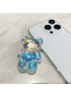Glue-dripping Laser Bear Mobile Phone Airbag Bracket South Korea Ins Back Sticking Desktop Stable Niche Simple Air Cushion Telescopic-Color:Bear Laser [blu-ray With Clouds]