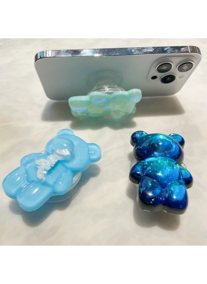 Generic - Glue-dripping Laser Bear Mobile Phone Airbag Bracket South Korea Ins Back Sticking Desktop Stable Niche Simple Air Cushion Telescopic-Color:Bear Laser [blu-ray With Clouds] - Image 1