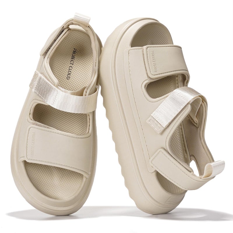 Project Cloud Platform Sandals For Women 2026 - Ultra Soft Insole Slip Resistant Womens Sandals Vacation Outfits for Women - Women's Beach Shoes (Goldie) (Goldie, WHIT, 10) - Image 1