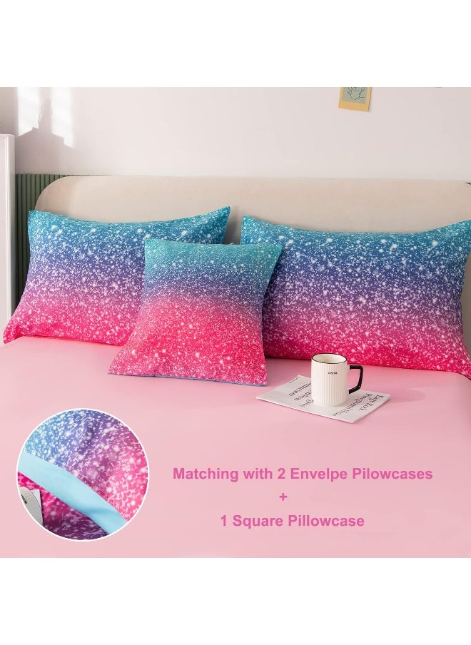 Generic PERFEMET Girls Comforter Set Twin Size 6 Piece Bed in A Bag 3D Colorful Rainbow Bedding Comforter Sheet Set for Kids  - Image 5