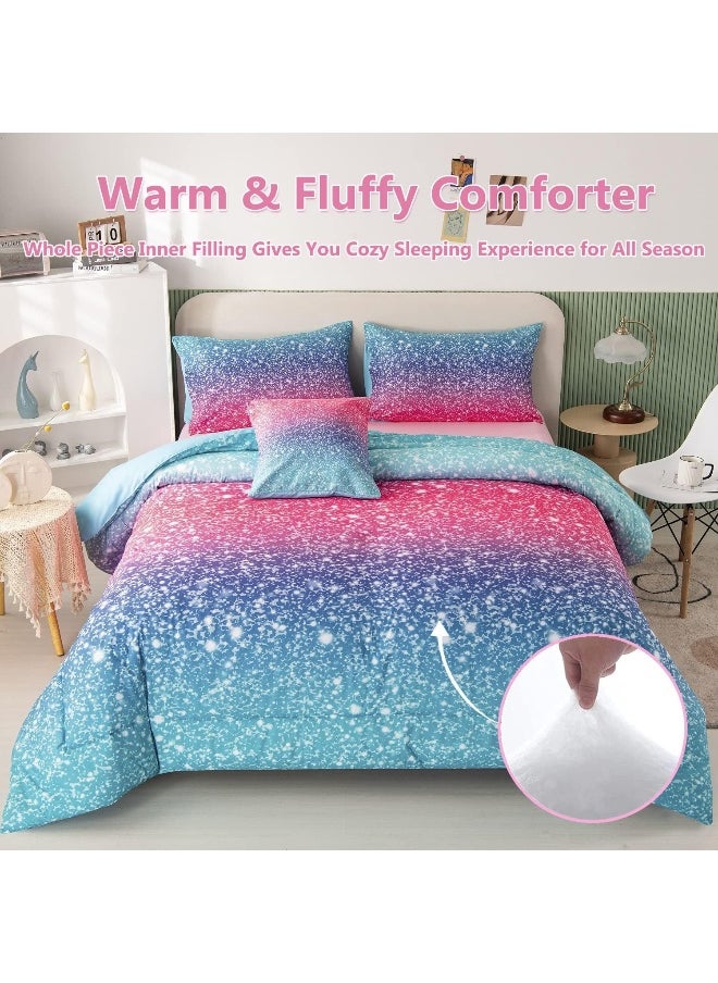 Generic PERFEMET Girls Comforter Set Twin Size 6 Piece Bed in A Bag 3D Colorful Rainbow Bedding Comforter Sheet Set for Kids  - Image 3
