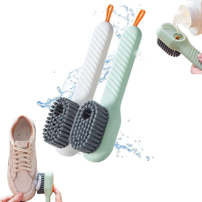 FLORISCA Florisca Soap Dispensing Cleaning Brush with Handle Shoes Clothes Cleaning Scrubbing Reusable Washing Brush Multipurpose Cleaning Brush (Pack of 2)  - Image 1