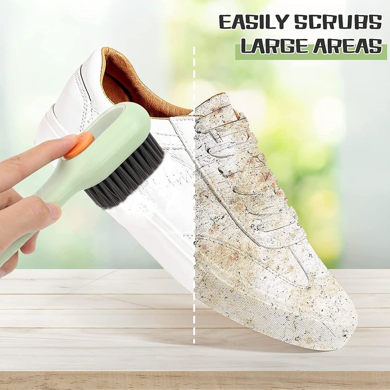 FLORISCA Florisca Soap Dispensing Cleaning Brush with Handle Shoes Clothes Cleaning Scrubbing Reusable Washing Brush Multipurpose Cleaning Brush (Pack of 2)  - Image 3