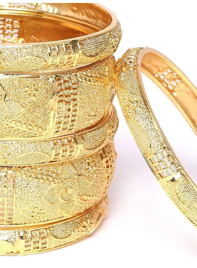 YouBella Fashion Jewellery Traditional Gold Plated Original Gold Look Bracelet Bangle Set of 6 Bangles Jewellery for Girls and Women (2.6) - Image 3