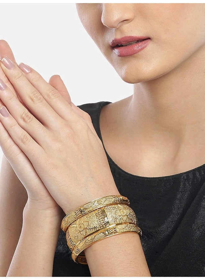 YouBella Fashion Jewellery Traditional Gold Plated Original Gold Look Bracelet Bangle Set of 6 Bangles Jewellery for Girls and Women (2.6) - Image 2