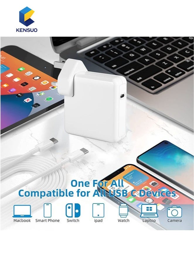 PD 118W Type C Macbook Pro/Macbook Air Fast Replacement Charger with 2M USB C Cable, Power Adapter Compatible for Apple iPad, MacBook Series, Huawei Matebook Series, iPhone 15 iPhone 16 Series, Samsung Galaxy S23 S24 Series Type C Interface