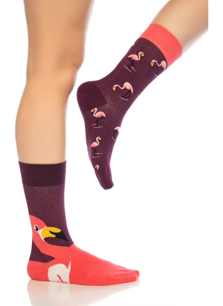 دايكو Unisex Claret Red Flamingo Colored Socks