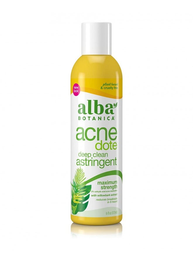Alba Botanica Acnedote Maximum Strength Deep Clean Astringent, 6 Oz (Packaging May Vary)