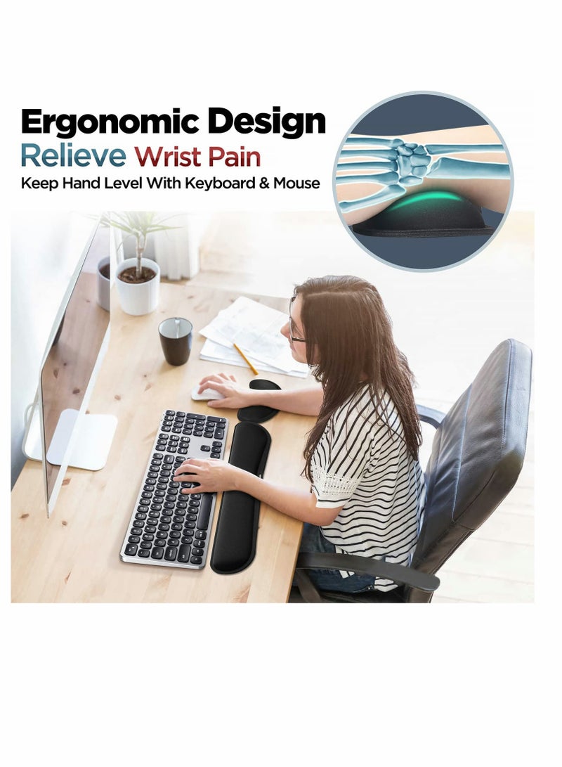 Memory Foam Wrist Rest Pad for Keyboard and Mouse Comfortable Lightweight Support for Office and Home Use Pain Relief for Laptop PC and Mac Black - Image 1