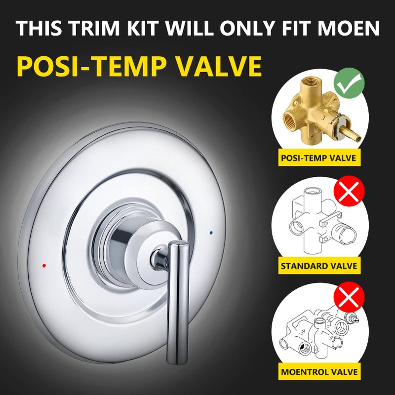 Tearel Replacement For Moen T2901 Gibson Posi-Temp Valve Trim Kit Chrome - Image 2