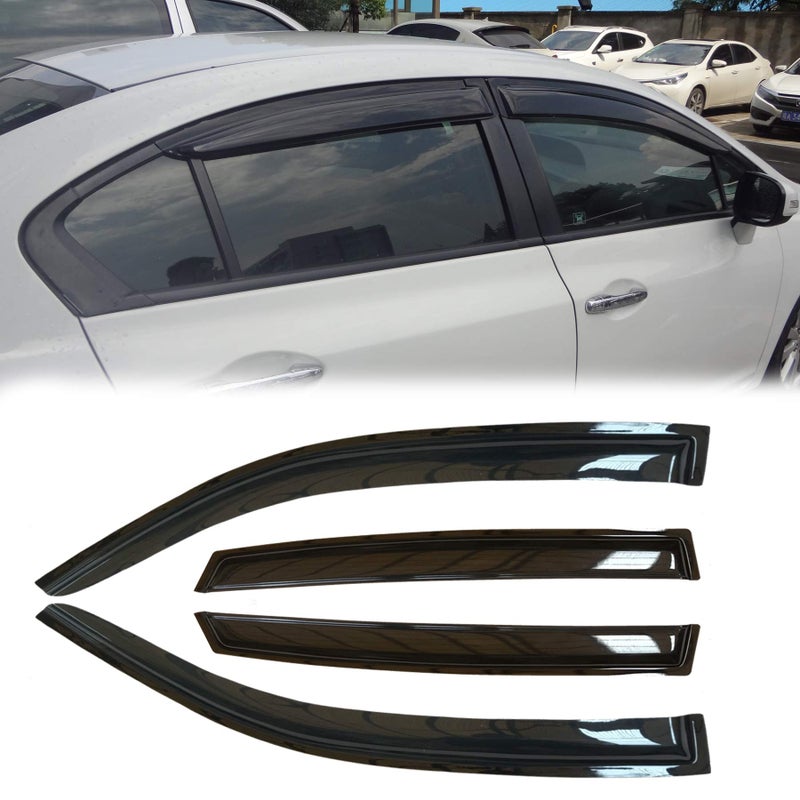 Puermto Side Window Visor Vent Deflectors4pcs OutChannel Tape On Dark Smoke Sun Rain Guards fit for 20102016 Buick Lacrosse 94215