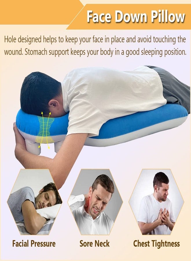 ZNALDP Face Down Pillow for Eye Surgery Recovery, Inflatable Prone Pillow for Retinal Detachment, Vitrectomy, Macular Hole, and Post Eye Surgery Recovery, Comfortable Sleeping Head Cradle, Blue - Image 5